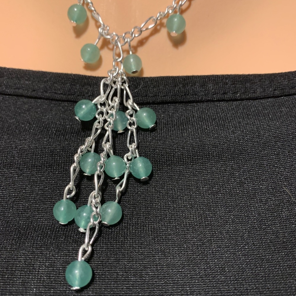 Silver plated necklace with aventurine gemstones